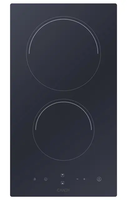 Candy Smart CDH 30, Placa Vitrocerámica, 2 Zonas, 30CM, 9 Niveles de Potencia, 2,9KW, Mandos Centrales, Temporizador, Bloqueo de Seguridad, Alerta Sobrecalentamiento y Derrames, Negro