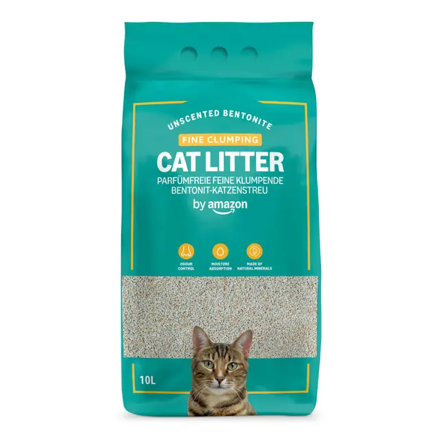 by Amazon Arenero Aglomerante Fino sin Perfume para Gatos, 10L (Paquete de 1)