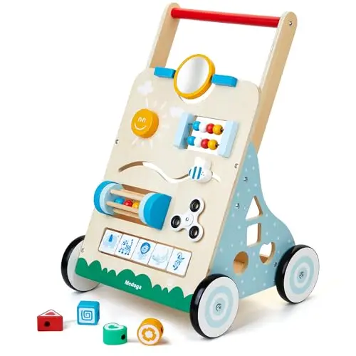 Andador de madera para bebé, 10 en 1, centro de actividades para bebés, caminante ajustable de madera para niños y niñas (BW001)