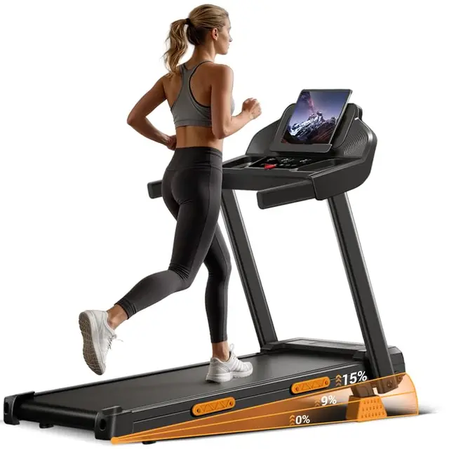 LONTEK 15% Cinta de Correr Plegable con Inclinación 12KM/H, Cinta de Andar Plegable 3.0HP, Caminadora Electrica para Casa con LED Táctil, Sistema Amortiguador, Entrenamiento en Silencio, 136KG