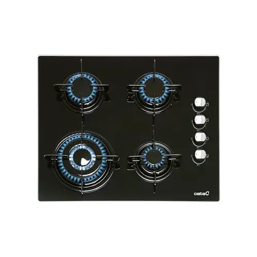 Cata | Modelo CIB 6031 BK | 4 Quemadores de Gas Butano | Ancho de 59cm | Acabado en Cristal Negro