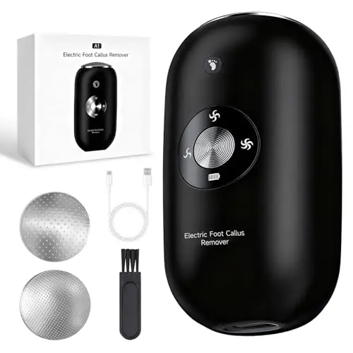 LUZOON Eliminador de callos eléctrico IPX6 impermeable – Juego de pedicura con 2 cabezales de lijado de acero inoxidable, control de velocidad continuo, para eliminar grietas, piel muerta y callos