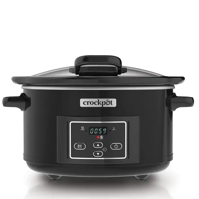 Crockpot Lift and Serve Olla de Cocción Lenta Digital | 4,7 L (Hasta 5 Personas) | Con Tapa Abatible y Temporizador de Cuenta Atrás Programable | Eficiencia Energética | Negra [CSC052]