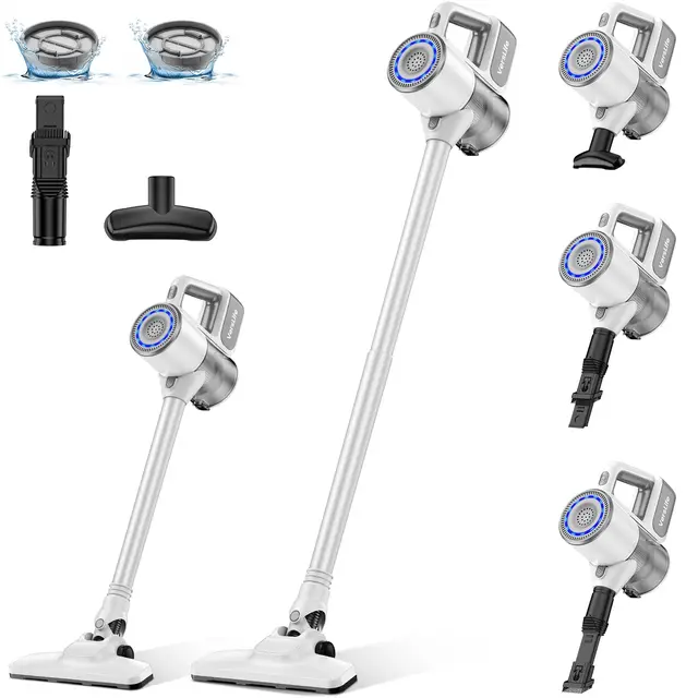 VersLife Aspiradora sin Cable S6PRO,30KPa Escoba Aspiradora sin Cable Potente,Diseño Sin Enredos,Filtración HEPA,Aspirador Vertical Ligera con Accesorios Multifuncionales para Suelos y Mascotas