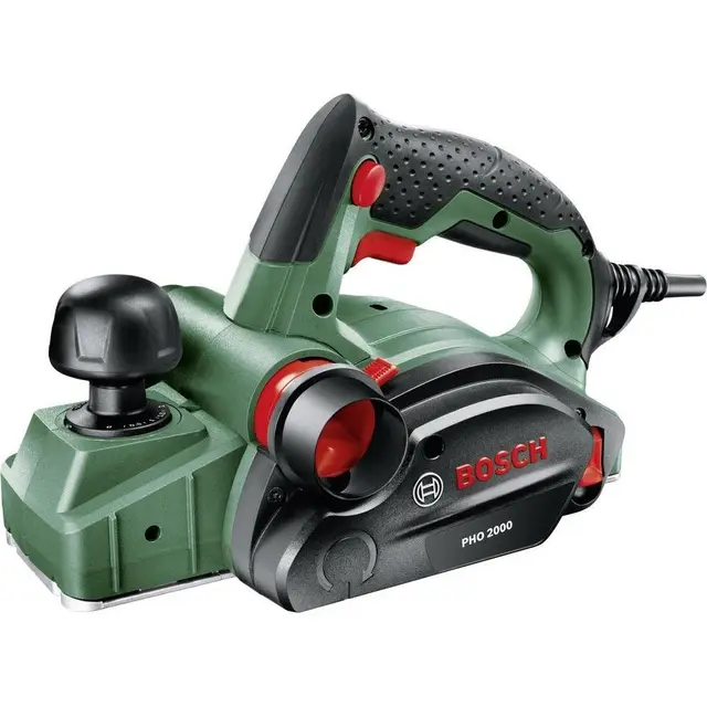Bosch Cepillo eléctrico PHO 2000, cuchilla cepilladora, cartón (680 W, ancho de cepillado 82 mm, profundidad de viruta 0-2,0 mm, profundidad de ranura 0-8 mm)