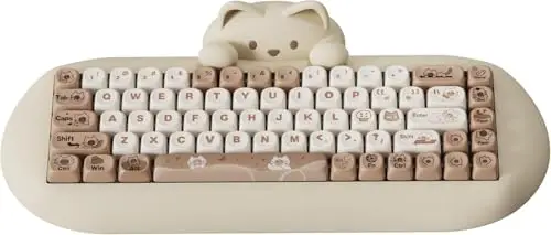 YUNZII C68 Teclado Mecánico Inalámbrico, 65% Teclado Gaming Hot Swap PBT, Tri-Mode BT5.0/2.4G/Wired, RGB Backlit NKRO, Silicone Kawaii Cat Ergonomic Teclado Mecanicofor (Marrón, Milk Switch)