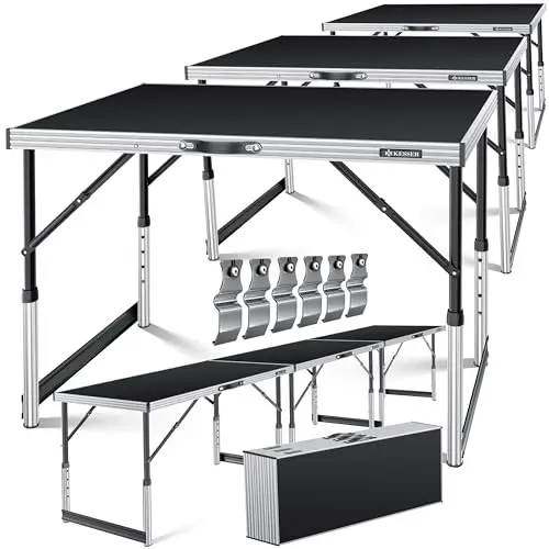 KESSER® Mesa multifunción Profesional de 3 Piezas, 100 x 60 cm, Mesa para empapelar, Capacidad de Carga de 30 kg por Mesa con función Extensible, Plegable, Mesa Auxiliar Multiusos para Camping