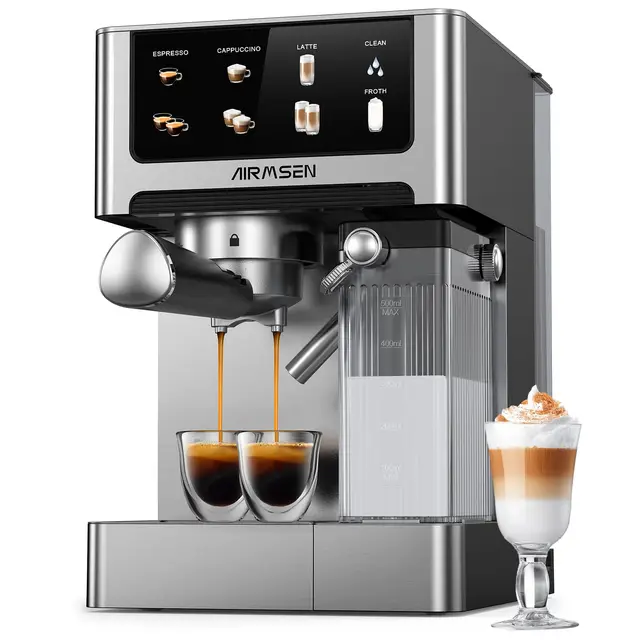 AIRMSEN Cafetera Espresso 20 Bar Doble Caldera con Espumador de Leche