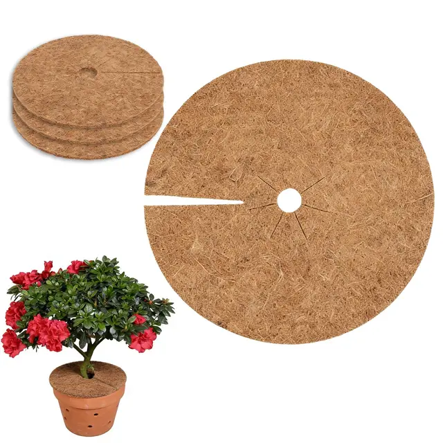 4 esterillas de Coco para Plantas con Cubierta, de Fibra de Coco Biodegradable, protección para raíces y Barrera contra Malas Hierbas, Ideal para Plantas en Maceta, Invierno (45cm)