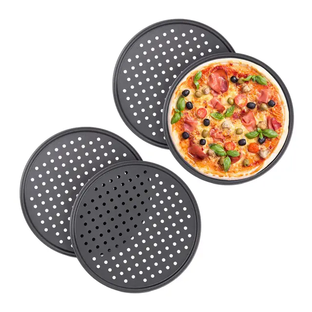 relaxdays set 4 bandejas pizza 32cm