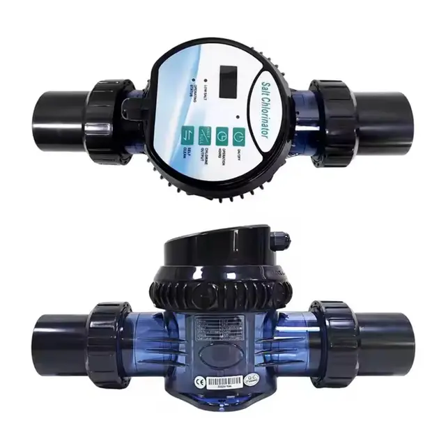 Clorador salino automático con polaridad Reversible Anti-Cal, Aviso bajo Nivel salino y caudal escaso para purificación Agua Piscina residencial de Cualquier tamaño 2g