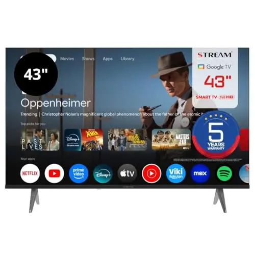 Stream System - Google TV Smart 43", 5 Años de Garantía, FullHD, HDR10, Frameless (Sin Marco), Asistente de Google y Chromecast Integrado - Modelo S43EX1GF (2026)