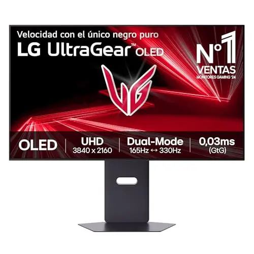 LG 32GX850A-B - Monitor Gaming Ultragear OLED, 32", 4K (3840 x 2160), 165 Hz, 0.03 ms (GTG), Dual Mode, G-Sync Compatible y FreeSync Premium Pro, Inclinación y Altura Ajustable, Morado Grisáceo