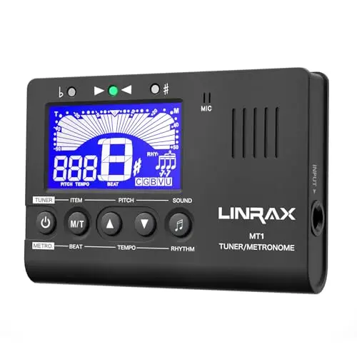 MT1 Metrónomo Afinador, Metrónomo Sintonizador Digital Generador de Tonos 3 en 1 para Guitarra Bajo Ukelele Violín Saxofón Trompeta Clarinete Flauta, Afinador Cromático para Todos Instrumentos