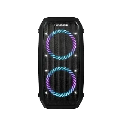 Panasonic SC-BMAX30 Altavoz Portátil para Fiestas con Bluetooth, Luces Integradas, Entrada Bass Reflex, 320 W, 14h de autonomía, USB, IPX4, Entradas para Guitarra y Micrófono para Karaoke, Negro