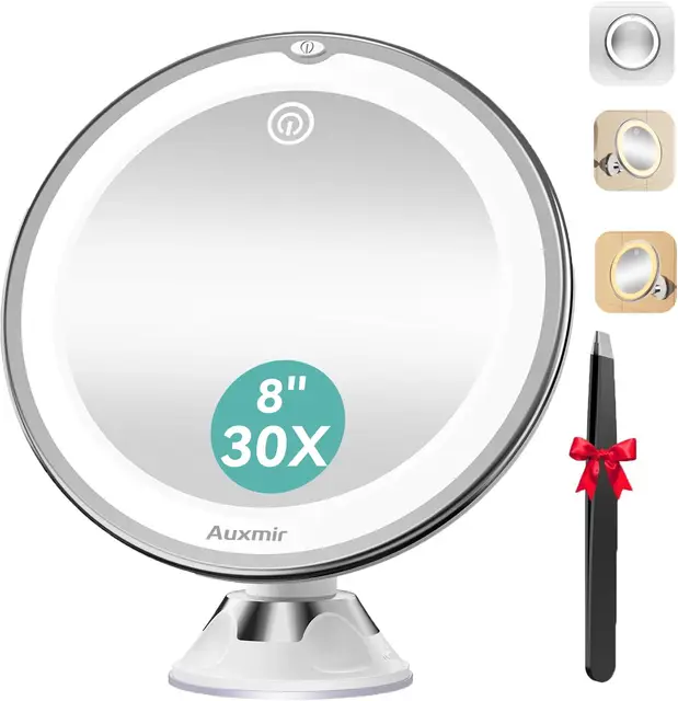 auxmir espejo maquillaje led 30x ventosa