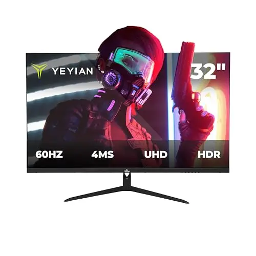 YEYIAN Monitor Plano Gaming 32” 4K UHD HDR | 3840x2160 | IPS | View 178° | 1000:1 | 60 Hz | 16:9 | 1 Billon Colores | Respuesta 4 ms | NVIDIA G-Sync AMD FreeSync | Altavoces | VESA | DP/HDMI/USB