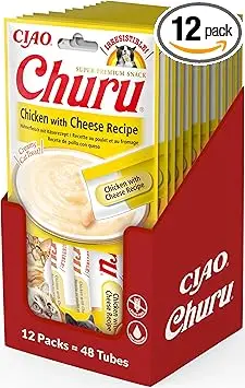 INABA Churu Snack para Gatos Pollo y Gambas 48 Tubos