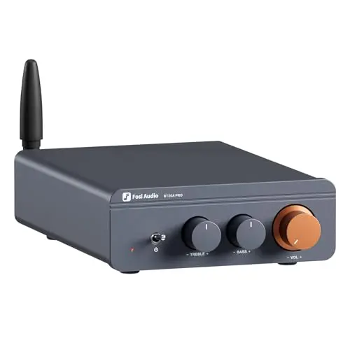 Fosi Audio BT20A Pro Amplificador HiFi, Mini Amplificador 300Wx2 con Bluetooth y Chip TPA3255, Stereo Audio Amp Clase D Estéreo 2.0 Canales, Ajuste de Graves y Agudos, Ampli de Potencia HiFi