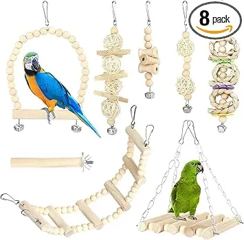 gwhole set 8 juguetes para pájaros