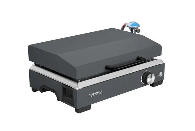Campingaz Plancha Sigma 1 CV Gas-plancha con tapa, placa de 2,8 kW, parrilla de mesa portátil, superficie de acero esmaltado, quemador con tecnología BlueFlame para asar mediterráneamente