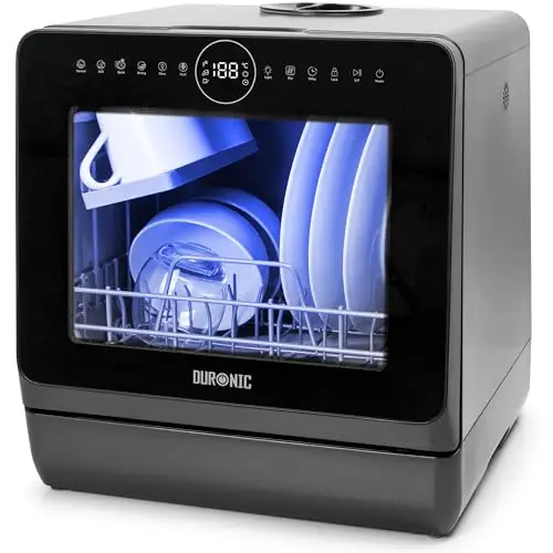 Duronic DW5 BK Lavavajillas pequeño - Lavavajillas Portatil sin Instalacion, Mini lavavajillas compacto, Máquina Lavar Loiça, Maquina de Lavar Loiça, 6 programas, 950W, Secado rápido, 52.3 dB