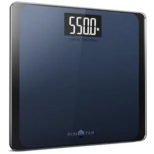 RunStar Báscula de Baño Digital con Números Gigantes y Plataforma Ancha, Capacidad 250kg/550 lb para Pies Grandes, Precisión de Peso Corporal Garantizada