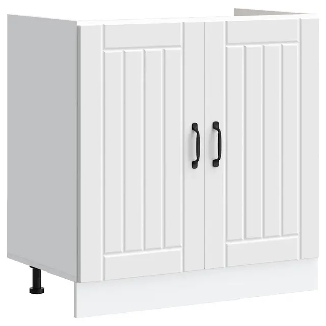 vidaXL Mueble bajo Fregadero Lucca Madera contrachapada Blanca, gabinete de Base de Cocina, Unidad Base de Fregadero de Cocina, cajón de gabinete de Base de Cocina
