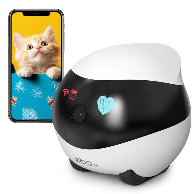 Enabot EBO SE FamilyBot – Robot Cámara Mascotas 1080P, Cámara Móvil Interior, Recarga Automática, Visión Nocturna, Audio Bidireccional, Almacenamiento Local – Gatos y Perros