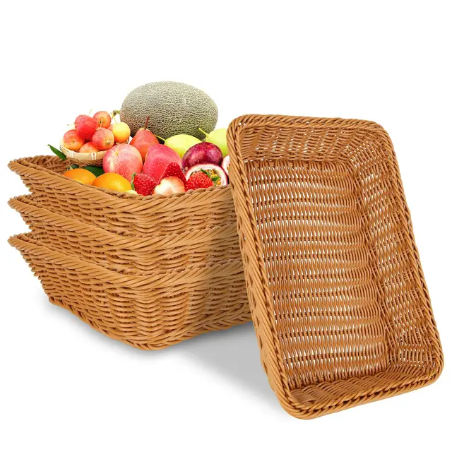 dajave set 4 cestas pan mimbre 35x25x7