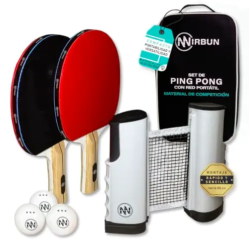 nirbun set ping pong portátil con red