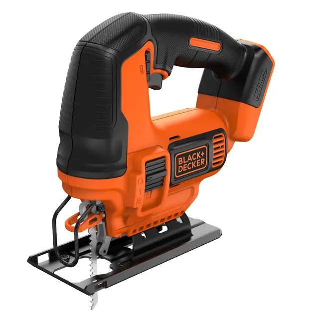 BLACK+DECKER Sierra de calar sin cable, Corte de 55 mm en madera, 8 mm en acero - Incluye 1 hoja - 18V, Negro/Naranja, Sin cargador ni batería, BDCJS18N-XJ