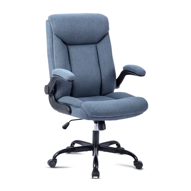 MZLEE - Silla de oficina ergonómica giratoria con reposabrazos abatibles - Altura ajustable - Cómoda para oficina, hogar, juegos - Azul marino