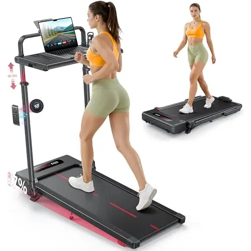 Hometro Cinta de Correr Eléctrica, Motor Silencioso 3.0 CV, Cinta de Andar Plegable con Inclinación 7%, Velocidad hasta 12 KM/H, Pantalla Dual, Soporta hasta 120kg, para Hogar/Oficina