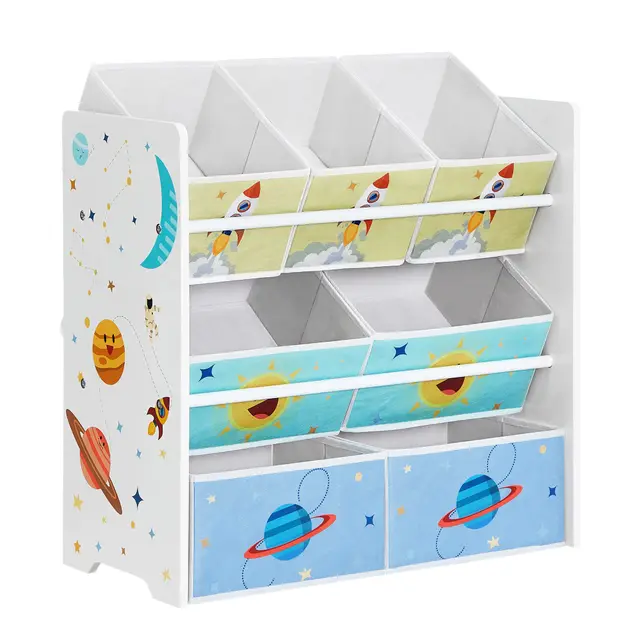 SONGMICS Estantería de habitación Infantil con 7 Cajas de Almacenamiento de Tela no Tejida, estantería para niños, Organizador de Juguetes, 29,5 x 62,5 x 60 cm, Color Blanco GKR034W01