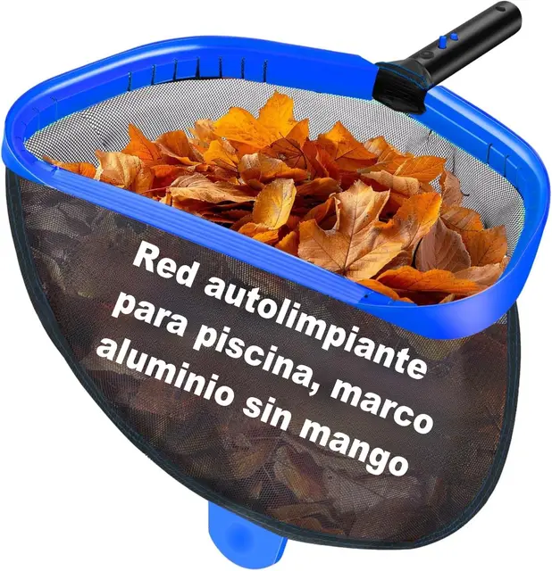 Recoge Hojas para Piscinas, 44 cm (17.5") Red Piscina Limpieza, Grande y Profunda para recogehojas Piscina Enterradas y sobre el Suelo, Marco de Aluminio Resistente con Malla Fina (Sin Mango)