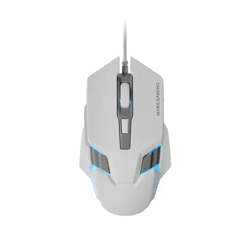 Mars Gaming MM024, Ratón Gaming RGB, Sensor Óptico 4000 dpi, Switches Mecánicos Huano, Iluminación RGB Flow, Ajuste On-The-Fly 1200/2400 / 3200/4000 dpi, Compatibilidad Multiplataforma, Blanco