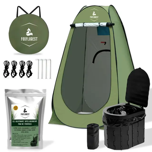 foxflorest wc portátil kit camping