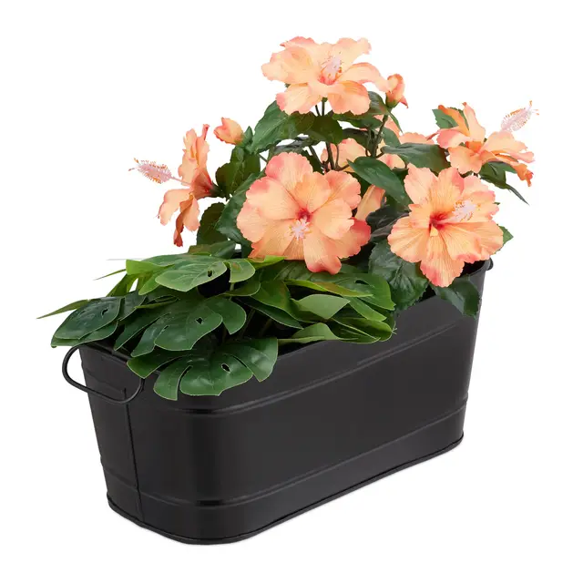 relaxdays jardinera vintage metal negro