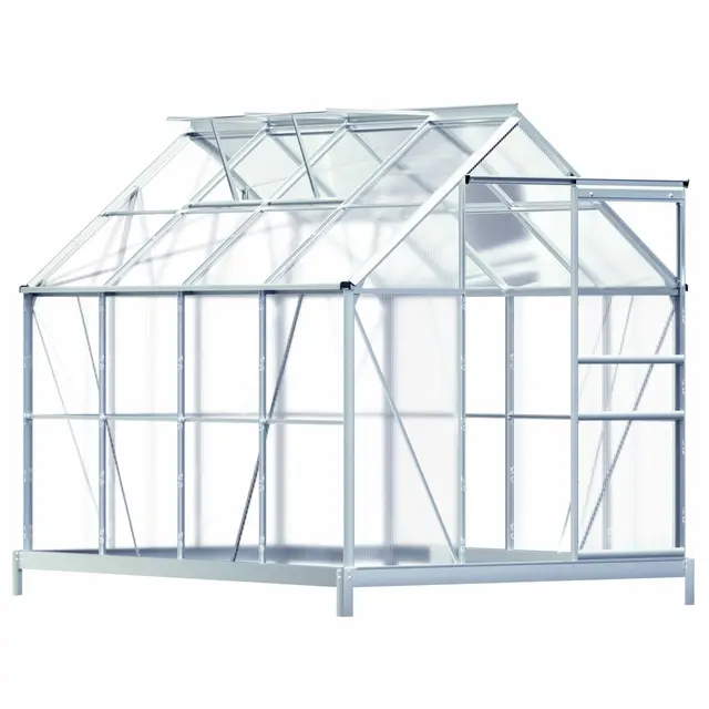Gardebruk Invernadero de Aluminio 4,75m² Cobertizo de Jardín con Base Plantas 7,63m³ 250x190cm Vivero Huerto