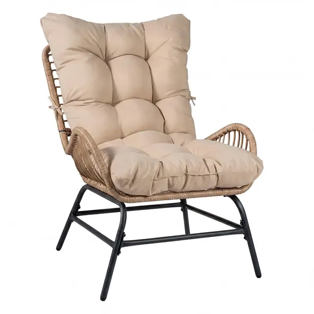 costway sillón ratán marrón con cojín