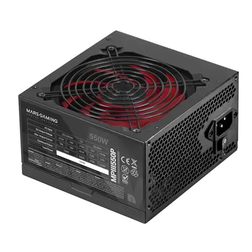 Mars Gaming MPIII550P, Fuente Alimentación ATX 550W, 5 Años Garantía, APFC, Ventilador FDB 120mm AI-RPM, Tecnologías DC-DC y SMD, Condensadores Japoneses 105º, Cables Premium Texturizados, Negro