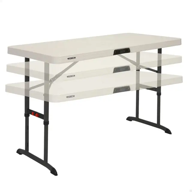 LIFETIME - Mesa Plegable portátil Cuadrada Catering Ultrarresistente, Medidas 122x61cm, Altura Ajustable, Peso 11 kg, Duradera y Resistente, Capacidad 4 Personas (92121)