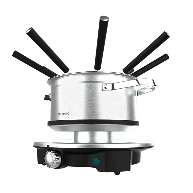 Cecotec Fondue Eléctrica para 8 Personas Fun Gourmetfondue Advance. 1500W, Capacidad 1,7L, Queso, Chocolate y Aceite, Diseño en Acero Inox, Potencia Regulable, Piezas Aptas para Lavavajillas