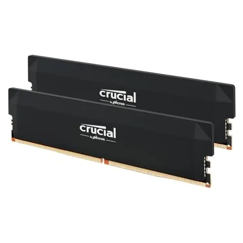 Crucial Pro RAM DDR5 64GB (2x32GB) 6000MHz CL40, Overclocking Gaming, Intel XMP 3.0 / AMD Expo, PC Memoria, Negro - CP2K32G60C40U5B