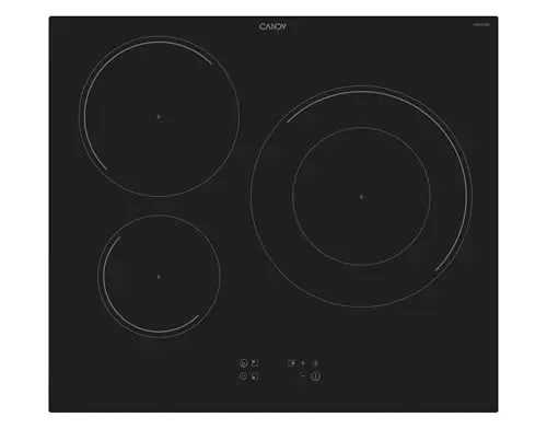 Candy CI633C/E14U, Placa Inducción, 3 Zonas, 60CM, 9 Niveles de Potencia y Booster, 7,2KW, Mandos Centrales, Indicador de Calor, Bloqueo de Seguridad, Alerta Sobrecalentamiento y Derrames, Negro