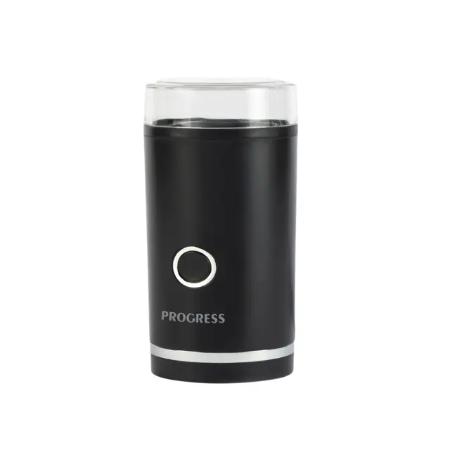 Progress Molinillo de café y especias - Molino de granos de café, operación con un solo toque, cuchilla de acero inoxidable, tapa transparente, capacidad de 70 g, nueces y semillas, 180 W