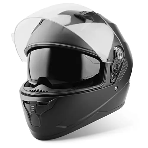 VINZ Kennet Casco Integral Moto | con Visera Solar | ECE 22.06 Homologado | Casco Scooter & Ciclomotor | En Tamaño XS - XXL | para Hombre y Mujer - Negro Mate