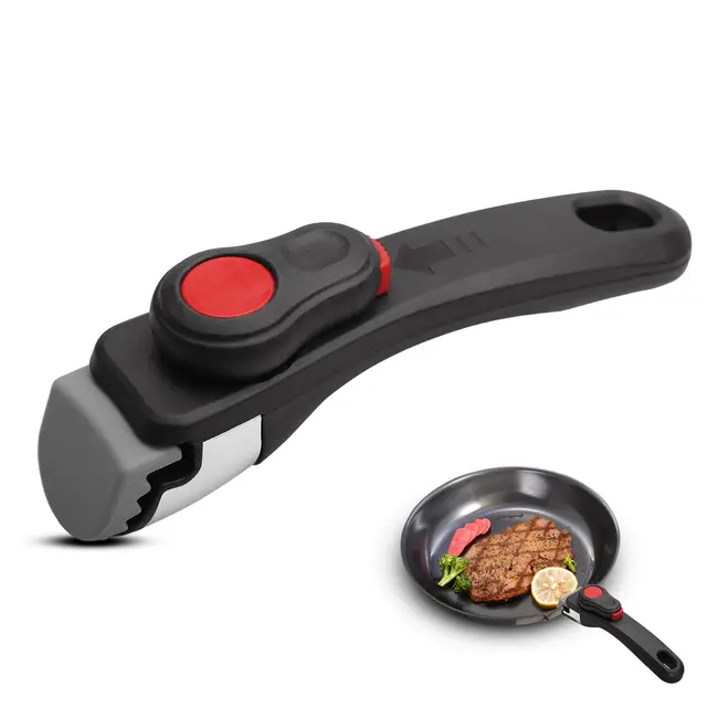 Mango Extraíble Universal - Mango Desmontable Ergónomico - Asa de Olla Extraíble para Ollas y Sartenes, Soporta Hasta 5 kg (Negro)
