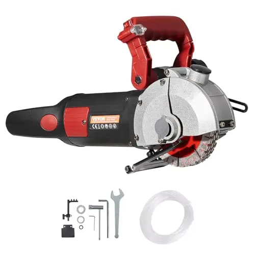VEVOR Cortadora de Pared Profundidad de Corte de 34 mm, Máquina Cortadora de Pared 2500 W, Ranuradora de Pared Ancho de Corte de 42 mm, con 5 Hojas de Sierra, Diámetro de 160 mm con Rayos Infrarrojos